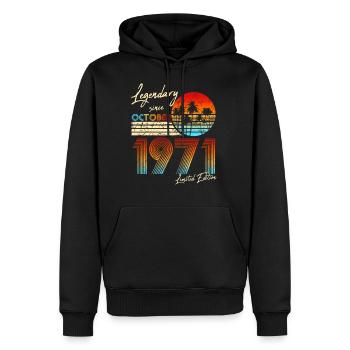 50e anniversaire Vintage 50 Légende Octobre 1971 - Sweat à capuche Premium bio Homme - noir - Devant - Nico (187cm)