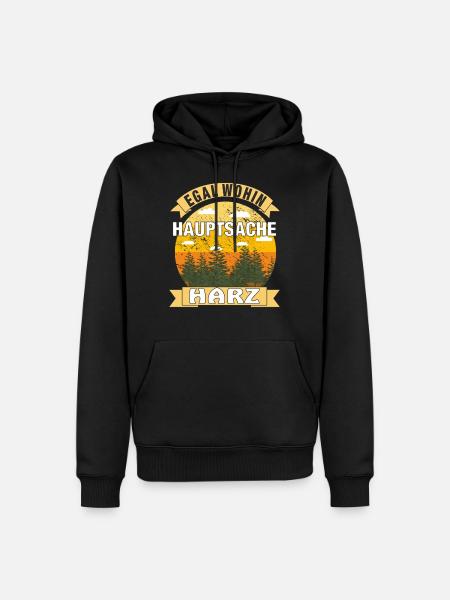 HAUPTSACHE HARZ - Männer Premium Bio Hoodie - Schwarz