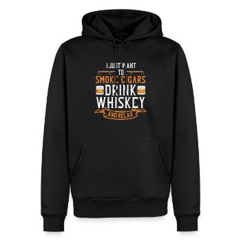 Just Want To Smoke Cigars Drink Whiskey and Relax - Sweat à capuche Premium bio Homme - noir - Devant - Nico (187cm)