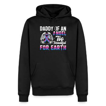 Papa d’un ange, perte de bébé de grossesse - Sweat à capuche Premium bio Homme - noir - Devant - Nico (187cm)