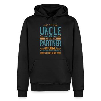 Oncle Drôle - Sweat à capuche Premium bio Homme - noir - Devant - Nico (187cm)