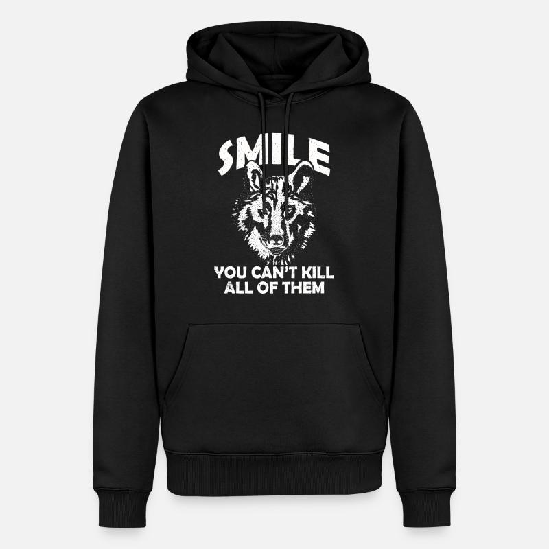 Wolf - Männer Premium Bio Hoodie - Schwarz