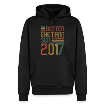 Bester Ehemann seit 2017 4. Hochzeitstag - Männer Premium Bio Hoodie - Schwarz - Vorne - Nico (187cm)