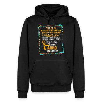 ADHS-Krieger, ich bin der Sturm, mentale Gesundheit Tee, - Männer Premium Bio Hoodie - Schwarz - Vorne - Nico (187cm)
