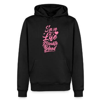 Dons de sang Dons de sang Donneurs de sang Donneurs de sang - Sweat à capuche Premium bio Homme - noir - Devant - Nico (187cm)