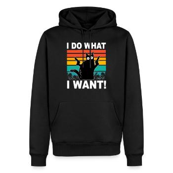 I Do What I Want Chats Sort Chat Vintage - Sweat à capuche Premium bio Homme - noir - Devant - Nico (187cm)
