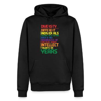 Arc-en-ciel coloré Diversité Définition de la diversité - Sweat à capuche Premium bio Homme - noir - Devant - Nico (187cm)