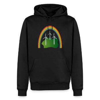 Mein Herz schlägt für NULL Emission. Regenbogen - Männer Premium Bio Hoodie - Schwarz - Vorne - Nico (187cm)