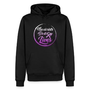Narzissten zerstören Leben, häusliche Gewalt - Männer Premium Bio Hoodie - Schwarz - Vorne - Nico (187cm)