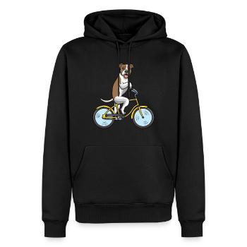 American Staffordshire Terrier chien à vélo - Sweat à capuche Premium bio Homme - noir - Devant - Nico (187cm)