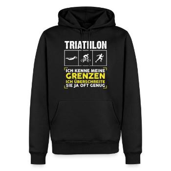 Triathlon Grenzen Sport Sportler Geschenk - Männer Premium Bio Hoodie - Schwarz - Vorne - Nico (187cm)