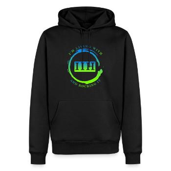 I'm Living With IIH And Rocking It, IIH Awareness - Men’s Premium Organic Hoodie - black - Front - Nico (187cm)