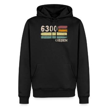 6300 Gießen Retro Postleitzahlen Alte PLZ Vintage - Männer Premium Bio Hoodie - Schwarz - Vorne - Nico (187cm)