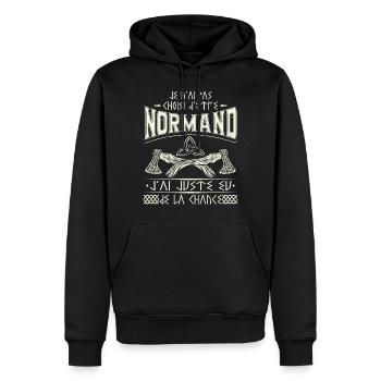 Normand Humour Normandie - Sweat à capuche Premium bio Homme - noir - Devant - Nico (187cm)