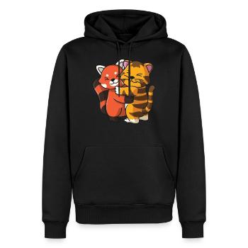roter Panda Tiger Kätzchen niedliche Tiere - Männer Premium Bio Hoodie - Schwarz - Vorne - Nico (187cm)