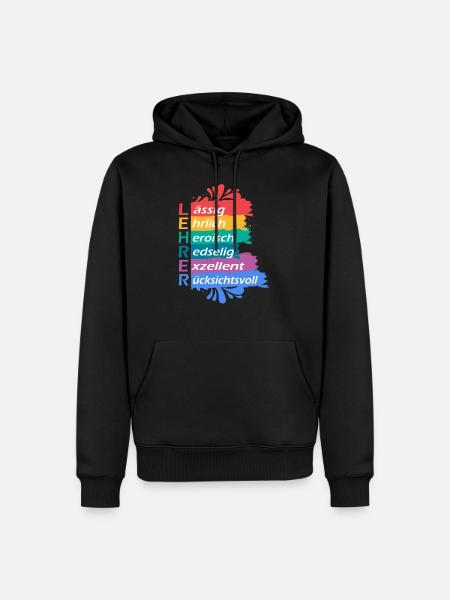 Buntes Lehrer Spruch Schuldesign - Männer Premium Bio Hoodie - Schwarz
