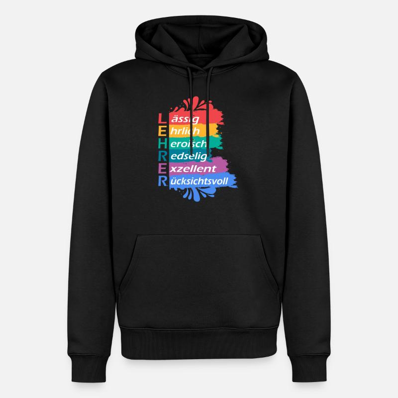 Buntes Lehrer Spruch Schuldesign - Männer Premium Bio Hoodie - Schwarz