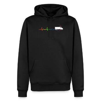 TRUCK HOMOSEXUAL - Männer Premium Bio Hoodie - Schwarz - Vorne - Nico (187cm)