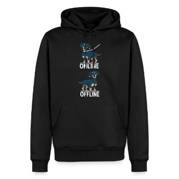 Dachshund with leash and funny dog saying - Men’s Premium Organic Hoodie - black - Front - Nico (187cm)
