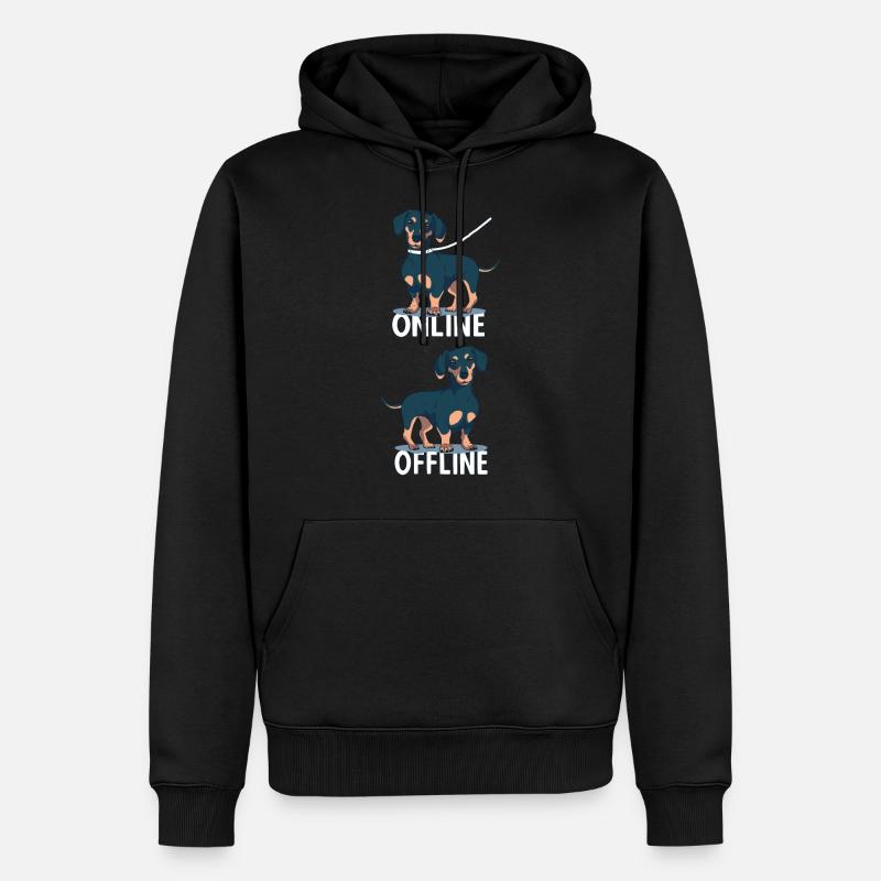 Teckel avec laisse et drôle de sort canin - Sweat à capuche Premium bio Homme - noir