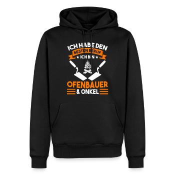Ofenbauer Onkel Kaminbauer - Männer Premium Bio Hoodie - Schwarz - Vorne - Nico (187cm)