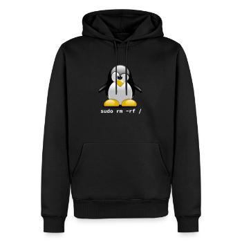 Tux Linux Penguin - Sudo rm -rf / - Funny - Männer Premium Bio Hoodie - Schwarz - Vorne - Nico (187cm)