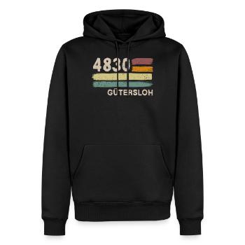 4830 Gütersloh Postleitzahlen Alte PLZ Vintage - Männer Premium Bio Hoodie - Schwarz - Vorne - Nico (187cm)