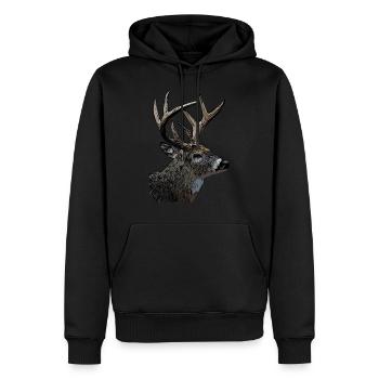 Hirsch jagdmotiv tier motiv aufdruck tiermotiv - Männer Premium Bio Hoodie - Schwarz - Vorne - Nico (187cm)