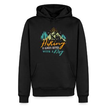 Lustiges Wandern Wandern mit Hund - Männer Premium Bio Hoodie - Schwarz - Vorne - Nico (187cm)
