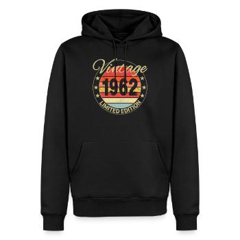 Millésime 1962 - Édition Limitée - Sweat à capuche Premium bio Homme - noir - Devant - Nico (187cm)