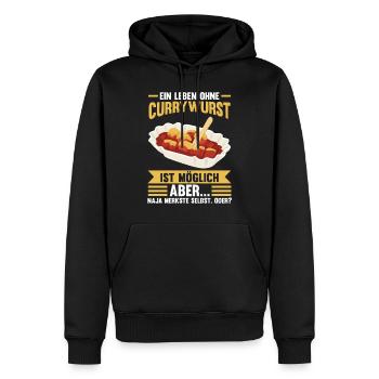 Ein Leben ohne Currywurst - Männer Premium Bio Hoodie - Schwarz - Vorne - Nico (187cm)