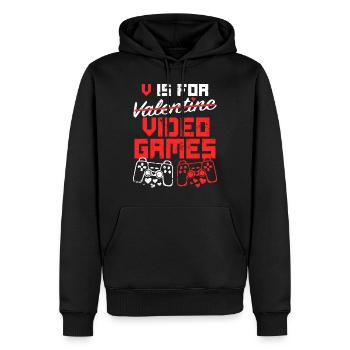 V Is For Valentine Video Games - Saint Valentin - Sweat à capuche Premium bio Homme - noir - Devant - Nico (187cm)