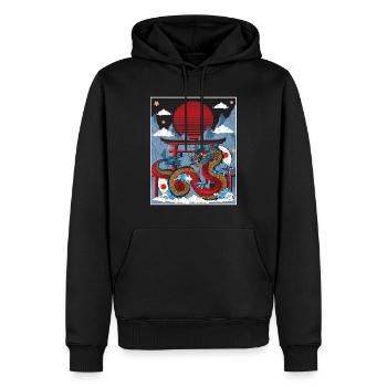 Japanischer Drache Tempel der Macht - Männer Premium Bio Hoodie - Schwarz - Vorne - Nico (187cm)