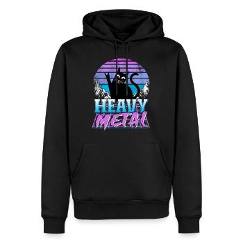 Death Metal Katze Retrowave Heavy Metal Synthwave - Männer Premium Bio Hoodie - Schwarz - Vorne - Nico (187cm)