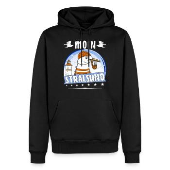 MÖWE MOIN STRALSUND - Männer Premium Bio Hoodie - Schwarz - Vorne - Nico (187cm)