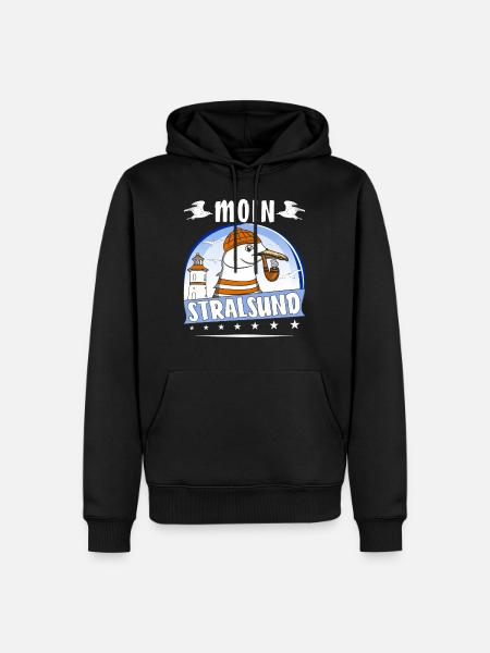MÖWE MOIN STRALSUND - Männer Premium Bio Hoodie - Schwarz