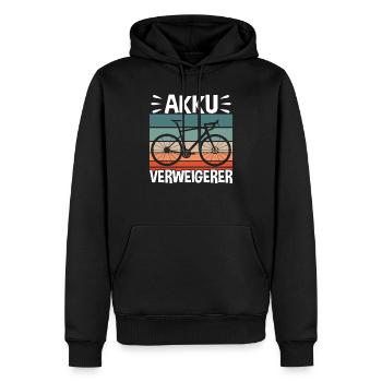 Fahrrad Akku Verweigerer - Männer Premium Bio Hoodie - Schwarz - Vorne - Nico (187cm)