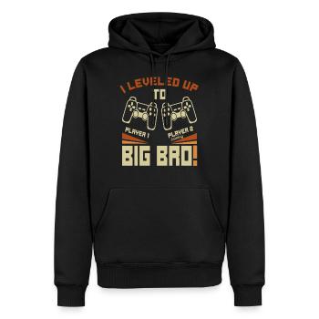 Video Gamer Gaming - I Leveled up to Big Bro - Männer Premium Bio Hoodie - Schwarz - Vorne - Nico (187cm)
