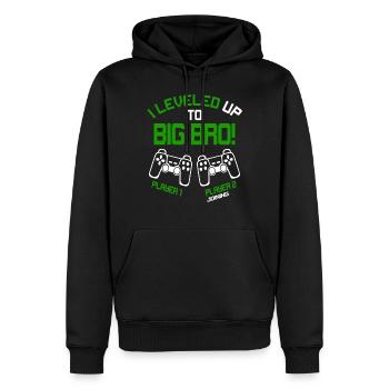 I Leveled up to Big Bro - Gaming Video Gamer - Männer Premium Bio Hoodie - Schwarz - Vorne - Nico (187cm)