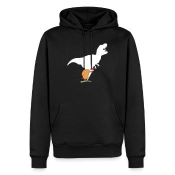 Crazy Chicken Hühnchen Dinosaurier Schatten - Männer Premium Bio Hoodie - Schwarz - Vorne - Nico (187cm)