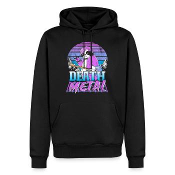 Retrowave Retro Faultier 90s Vintage Death Metal - Männer Premium Bio Hoodie - Schwarz - Vorne - Nico (187cm)