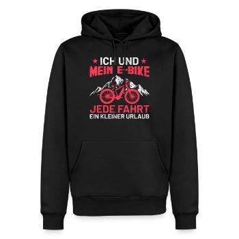 E-Bike | Lustiges Fahrradfahrer Sprüche Geschenk - Männer Premium Bio Hoodie - Schwarz - Vorne - Nico (187cm)