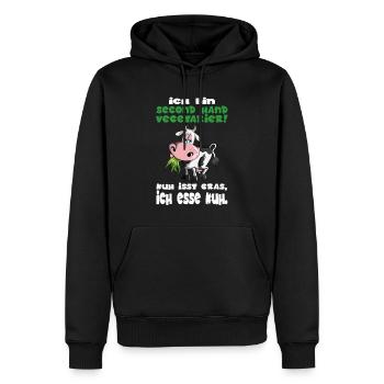 Ich bin second Hand Anti Vegetarier Kühe BBQ Steak - Männer Premium Bio Hoodie - Schwarz - Vorne - Nico (187cm)