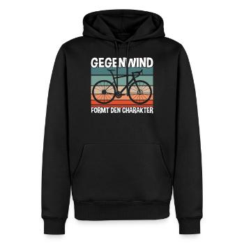 Gegenwind formt den Charakter - Männer Premium Bio Hoodie - Schwarz - Vorne - Nico (187cm)