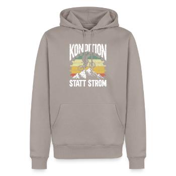 Radfahrer Kondition Statt Strom - Männer Premium Bio Hoodie - Taupe - Vorne - Nico (187cm)