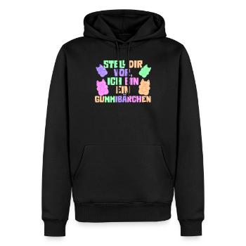 Ich bin ein Gummibärchen - Männer Premium Bio Hoodie - Schwarz - Vorne - Nico (187cm)