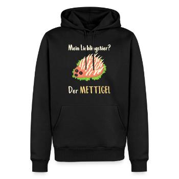Mettigel aus Mett für Mettbrötchen - Männer Premium Bio Hoodie - Schwarz - Vorne - Nico (187cm)