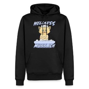 KATZE BÖSE WELLNESS MUSS ICH - Männer Premium Bio Hoodie - Schwarz - Vorne - Nico (187cm)
