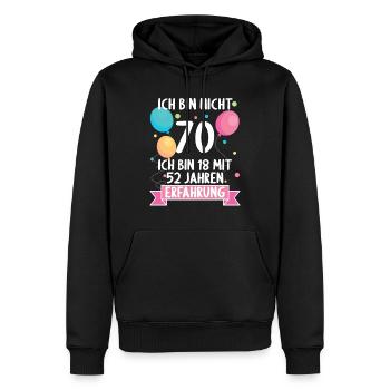 70 Jahre alt 70 Jährige 70 Jähriger 70. Geburtstag - Männer Premium Bio Hoodie - Schwarz - Vorne - Nico (187cm)