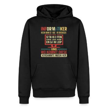 Informatiker: Mein Hirn ist wie ein Browser | - Männer Premium Bio Hoodie - Schwarz - Vorne - Nico (187cm)